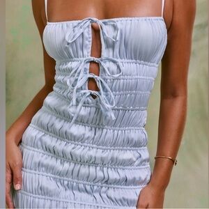 Oh Polly Light Blue Ruched Dress